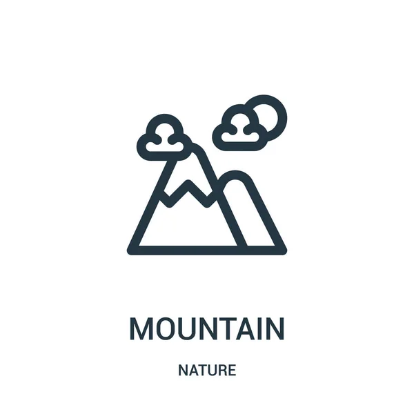 Vector icono de montaña de la colección de la naturaleza. Línea delgada montaña contorno icono vector ilustración. Símbolo lineal para su uso en aplicaciones web y móviles, logotipo, medios impresos . — Archivo Imágenes Vectoriales