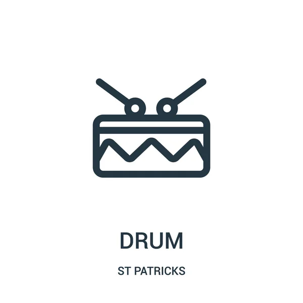 drum icon vector from st patricks collection. Thin line drum outline icon vector illustration. Linear symbol for use on web and mobile apps, logo, print media.