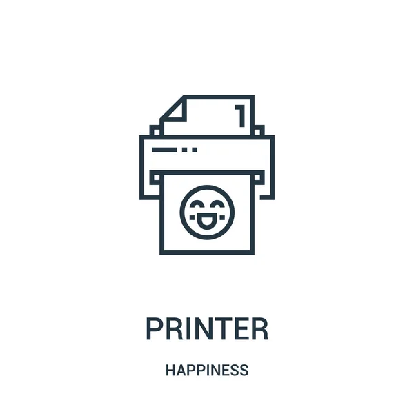 Printer icon vector from happiness collection. Thin line printer outline icon vector illustration. Linear symbol for use on web and mobile apps, logo, print media. — Stock Vector