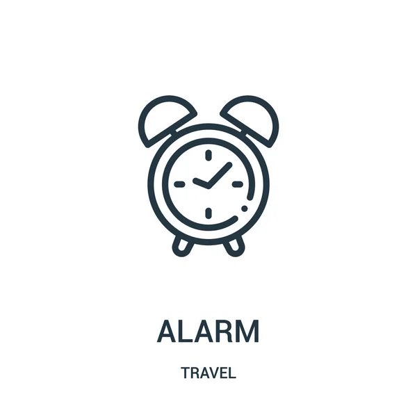 Icône d'alarme vecteur de la collection Voyage. Illustration vectorielle d'icône de contour d'alarme de ligne mince. Symbole linéaire pour utilisation sur applications web et mobiles, logo, médias imprimés . — Image vectorielle