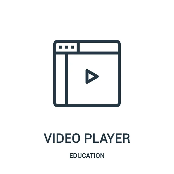video player icon vector from education collection. Thin line video player outline icon vector illustration. Linear symbol for use on web and mobile apps, logo, print media.