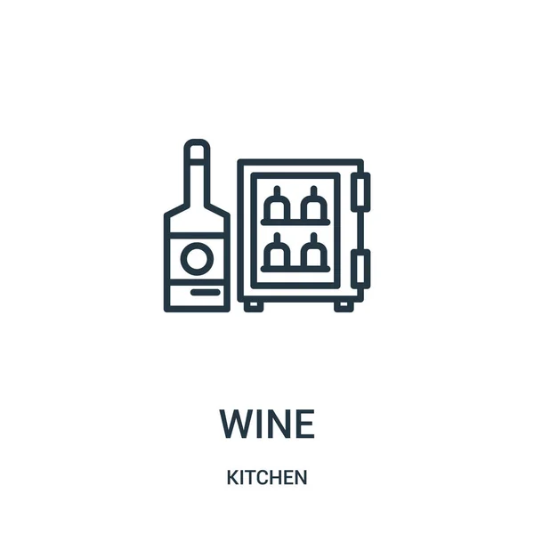 Vetor ícone de vinho da coleção de cozinha. Delgada linha vinho contorno ícone vetor ilustração. Símbolo linear para uso em aplicativos web e móveis, logotipo, mídia impressa . —  Vetores de Stock