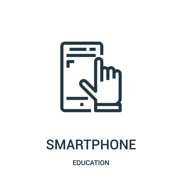 Vetor ícone smartphone da coleção de educação. Linha fina smartphone esboço ícone vetor ilustração. Símbolo linear para uso em aplicativos web e móveis, logotipo, mídia impressa . — Vetor de Stock