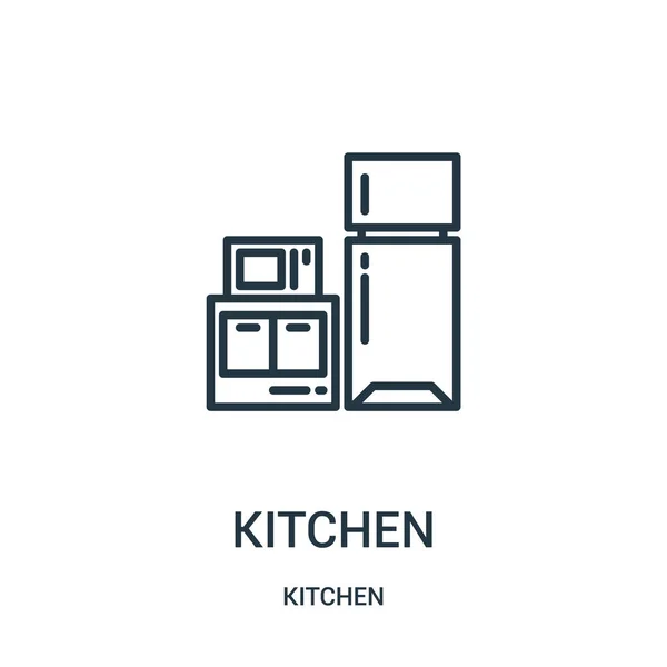 Kuchnia wektor z kolekcji kitchen. Cienka linia kuchnia konspektu ikona ilustracja wektorowa. Symbol liniowy do użycia w sieci web i aplikacji mobilnych, logo, nośników wydruku. — Wektor stockowy