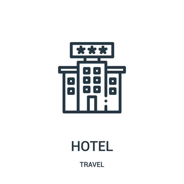 Icône de l'hôtel vecteur de la collection Voyage. Illustration vectorielle d'icône de contour d'hôtel de ligne mince. Symbole linéaire pour utilisation sur applications web et mobiles, logo, médias imprimés . — Image vectorielle