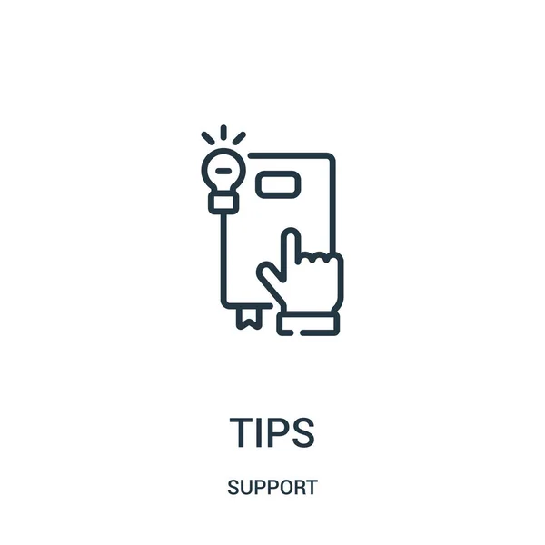 Tips icon vector from support collection. Thin line tips outline icon vector illustration. Linear symbol for use on web and mobile apps, logo, print media. — Stock Vector