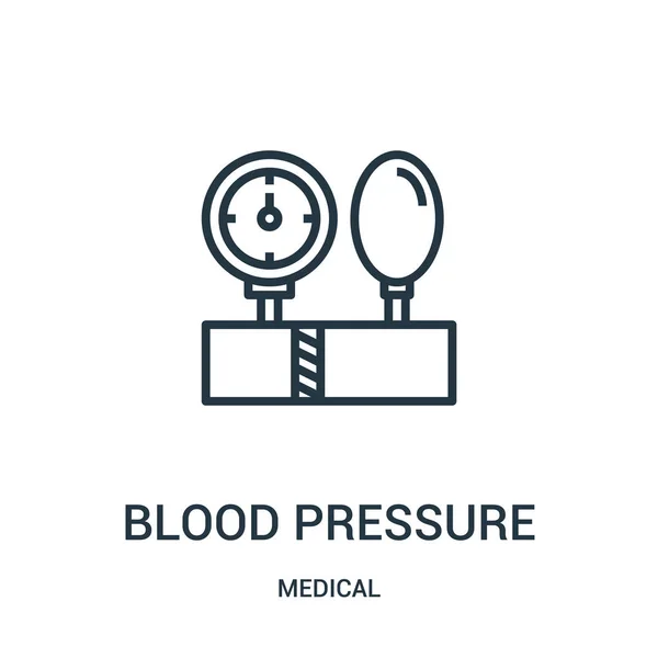 Vector icono de la presión arterial de la colección médica. Ilustración vectorial delgada línea de contorno de presión arterial. Símbolo lineal para su uso en aplicaciones web y móviles, logotipo, medios impresos . — Vector de stock
