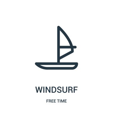 simge vektör serbest zaman koleksiyonundan windsurf. İnce çizgi windsurf anahat simgesini vektör çizim. Web ve mobil uygulamalar, logo, baskı ortamı kullanmak için doğrusal sembolü.