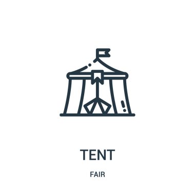 çadır simge vektör adil koleksiyonundan. İnce çizgi çadır anahat simgesini vektör çizim. Web ve mobil uygulamalar, logo, baskı ortamı kullanmak için doğrusal sembolü.