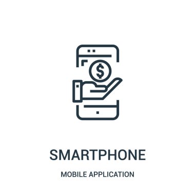 Smartphone simge vektör mobil uygulama koleksiyonundan. İnce çizgi smartphone anahat simgesini vektör çizim. Web ve mobil uygulamalar, logo, baskı ortamı kullanmak için doğrusal sembolü.