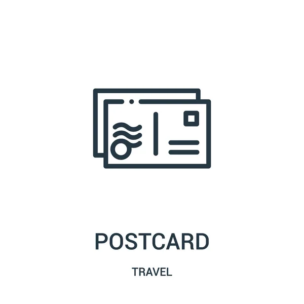 Vetor ícone de cartão postal da coleção de viagens. Ilustração do vetor do ícone do esboço do cartão postal da linha fina. Símbolo linear para uso em aplicativos web e móveis, logotipo, mídia impressa . —  Vetores de Stock