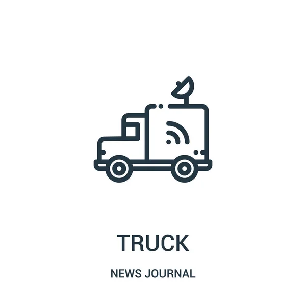 从新闻杂志收藏的卡车图标向量。细线卡车轮廓图标矢量插图。用于 web 和移动应用、徽标、打印媒体的线性符号. — 图库矢量图片