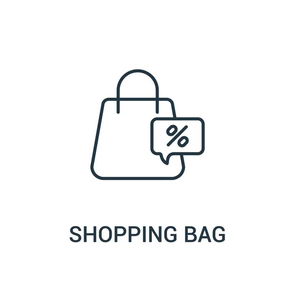 Shopping bag icon vector dalla collezione di annunci. Linea sottile shopping bag contorno icona vettoriale illustrazione. Simbolo lineare per l'utilizzo su applicazioni web e mobili, logo, supporti di stampa . — Vettoriale Stock