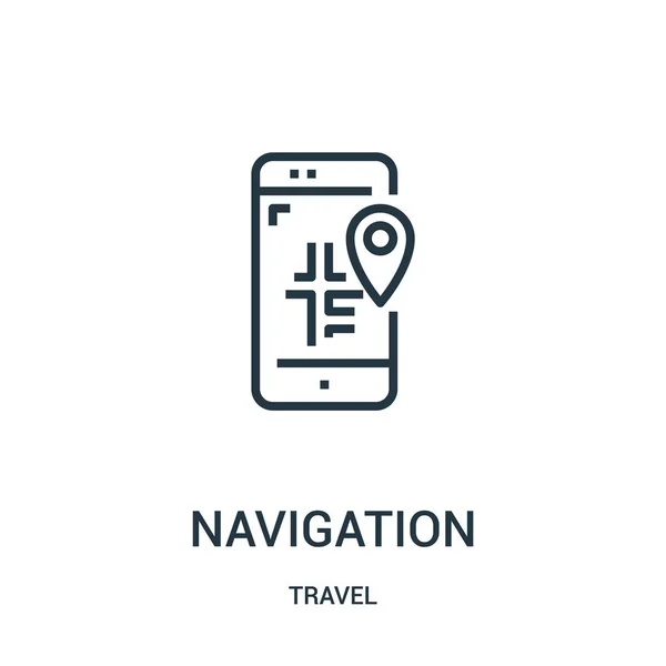 Icône de navigation vecteur de la collection Voyage. Illustration vectorielle d'icône de contour de navigation en ligne mince. Symbole linéaire pour utilisation sur applications web et mobiles, logo, médias imprimés . — Image vectorielle