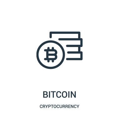 bitcoin simge vektör cryptocurrency koleksiyonundan. İnce çizgi bitcoin anahat simgesini vektör çizim.