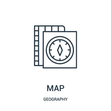 harita simge vektör Coğrafya koleksiyonundan. İnce çizgi harita anahat simgesini vektör çizim.