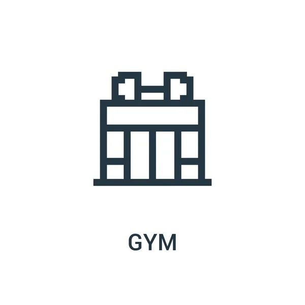 Vector icono de gimnasio de la colección de gimnasio. Línea delgada gimnasio esquema icono vector ilustración . — Vector de stock