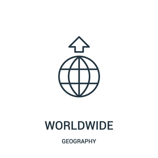 Vector icono mundial de la colección de geografía. Línea delgada en todo el mundo esquema icono vector ilustración . — Vector de stock