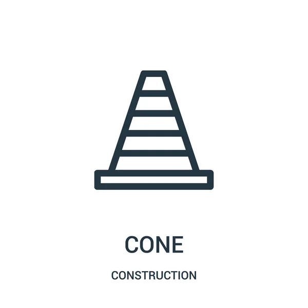 Vettore icona cono dalla collezione di costruzioni. Illustrazione vettoriale icona profilo cono linea sottile . — Vettoriale Stock