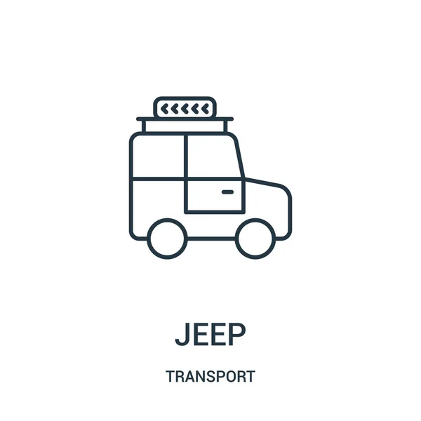 Vetor de ícone de jipe da coleção de transporte. Linha fina Jeep esboço ícone vetor ilustração . —  Vetores de Stock