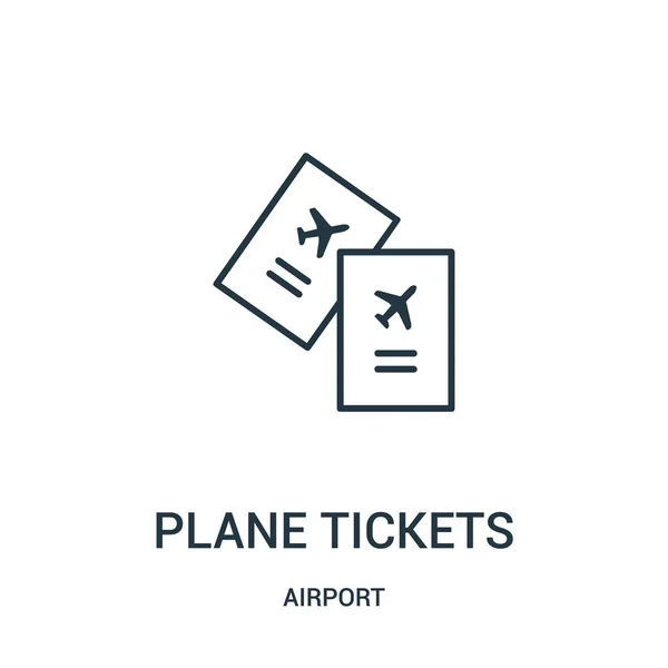 Billete de avión vector icono de recogida en el aeropuerto. Línea delgada billetes de avión esquema icono vector ilustración . — Vector de stock