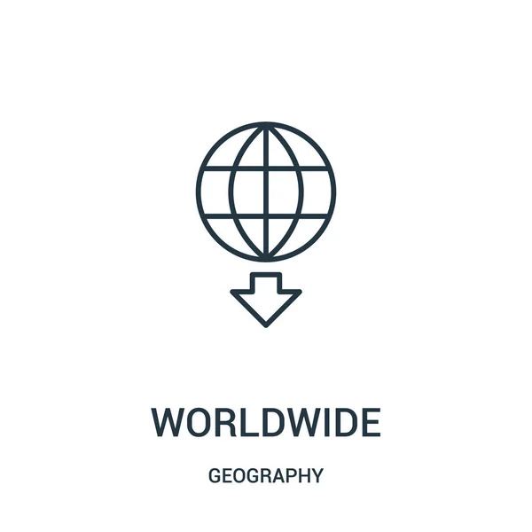 Icône mondiale vecteur de la collection de géographie. Illustration vectorielle d'icône de contour mince dans le monde entier . — Image vectorielle