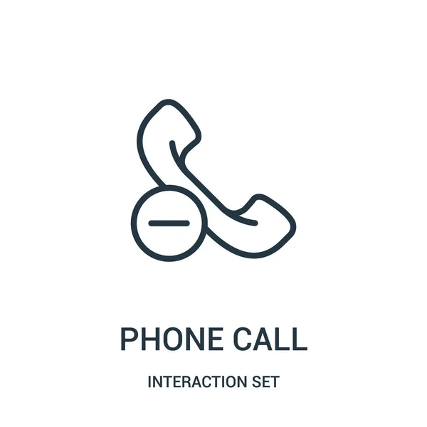 Phone call icon vector from interaction set collection. Thin line phone call outline icon vector illustration. — Stock Vector