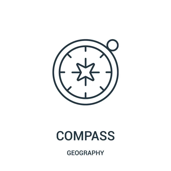 Boussole icône vecteur de la collection de géographie. Illustration vectorielle d'icône de contour de compas à ligne mince . — Image vectorielle