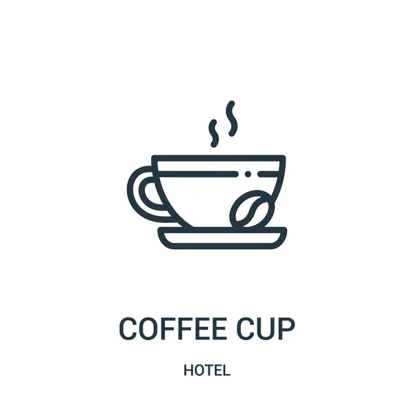 Kawy filiżanka ikona wektor z kolekcji hotelu. Cienka linia filiżanka kawy konspektu ikona ilustracja wektorowa. — Wektor stockowy