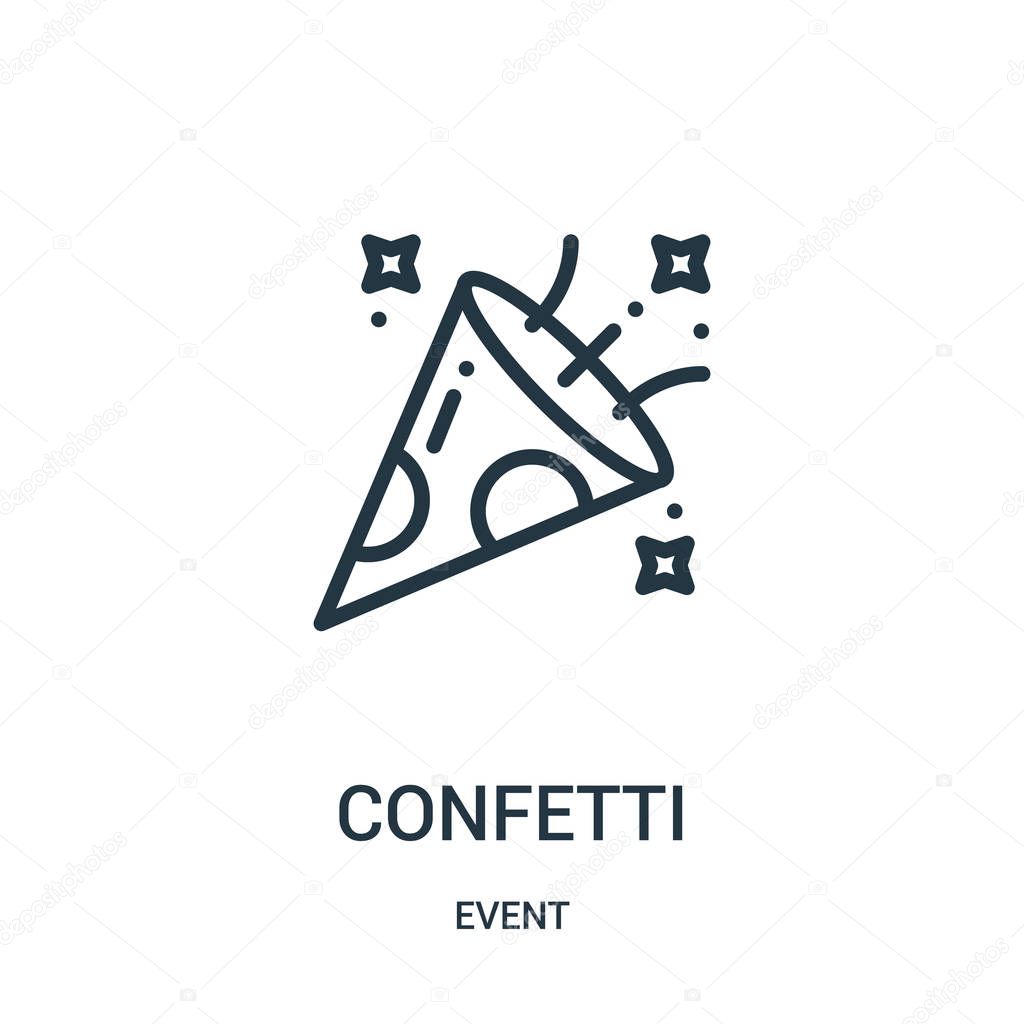 confetti icon vector from event collection. Thin line confetti outline icon vector illustration.