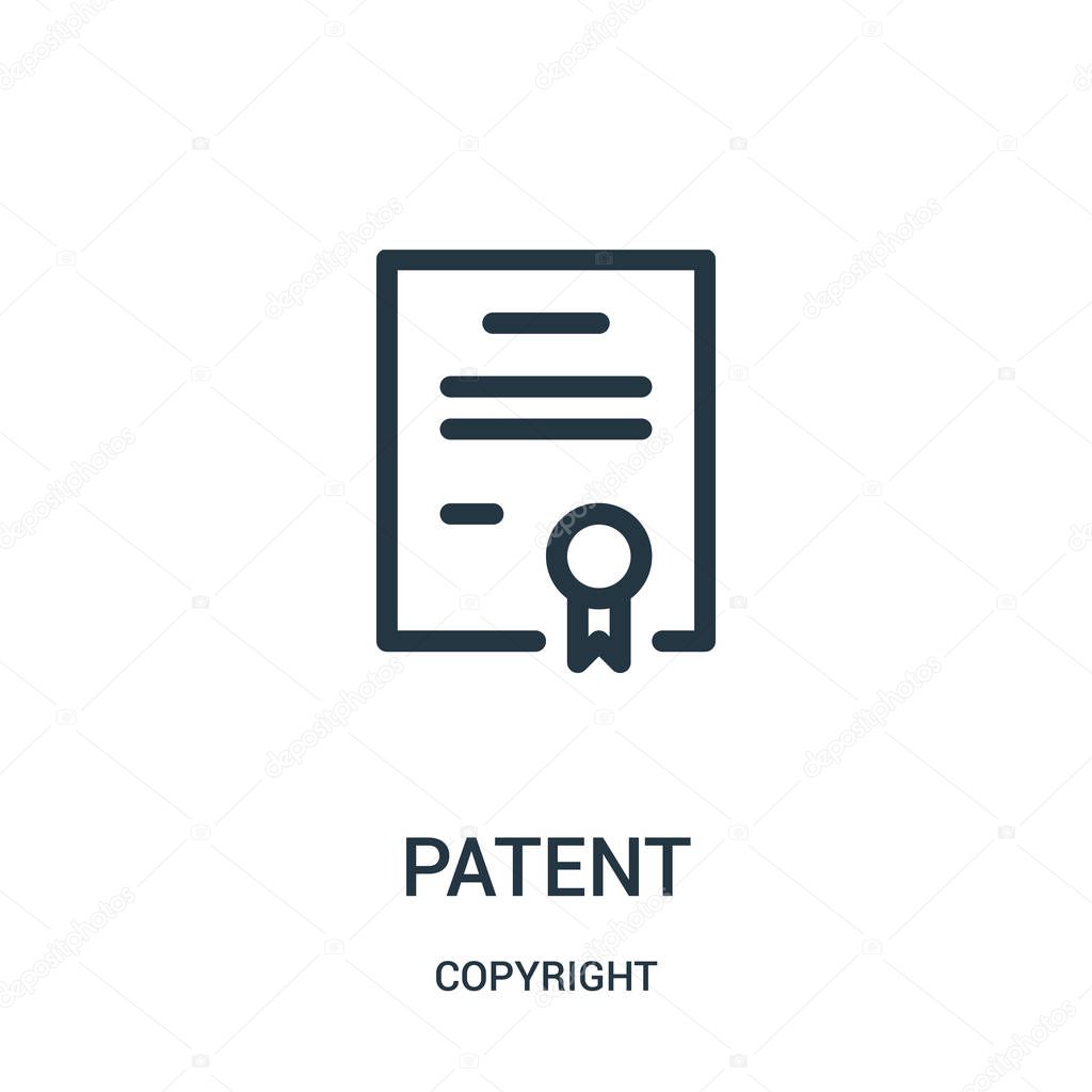 patent icon vector from copyright collection. Thin line patent outline icon vector illustration.