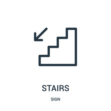 merdiven simge vektör işareti koleksiyonundan. İnce çizgi merdiven simge vektör çizim anahat.