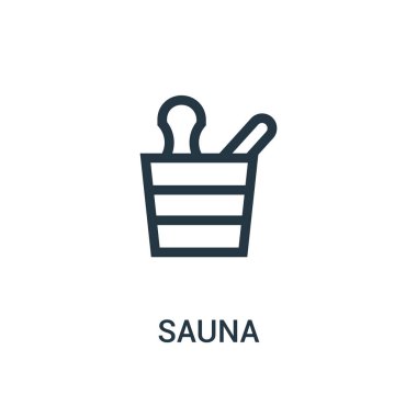 Sauna simge vektör spor salonu koleksiyonundan. İnce çizgi sauna anahat simgesini vektör çizim.