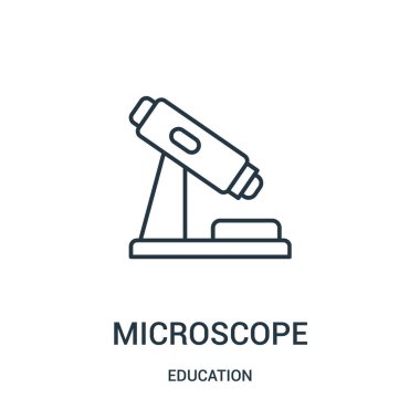 mikroskop simge vektör eğitim koleksiyonundan. İnce çizgi mikroskop anahat simgesini vektör çizim.