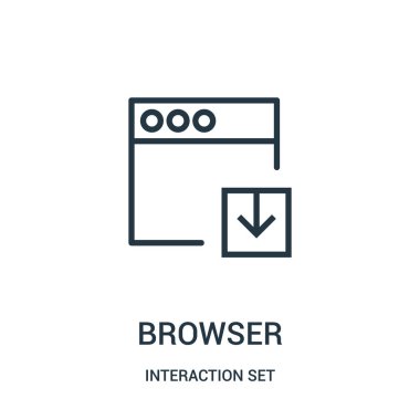 tarayıcı simge vektör üzerinden etkileşim koleksiyon küme. İnce çizgi tarayıcı anahat simgesini vektör çizim.