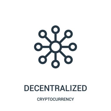 Adem-i merkeziyetçi simge vektör cryptocurrency koleksiyonundan. İnce çizgi adem-i merkeziyetçi anahat simgesini vektör çizim.