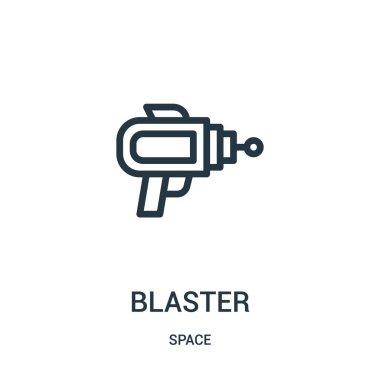 Blaster simge vektör alanı koleksiyonundan. İnce çizgi blaster anahat simgesini vektör çizim.