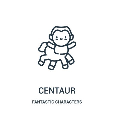 Centaur simge vektör fantastik karakterler Collection. İnce çizgi centaur anahat simgesini vektör çizim.