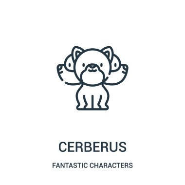 Cerberus simge vektör fantastik karakterler Collection. İnce çizgi cerberus anahat simgesini vektör çizim.