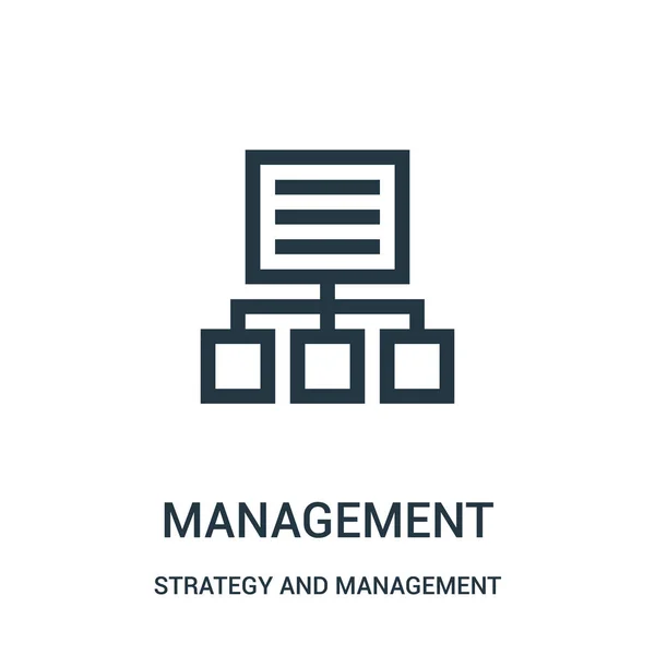 Vector icono de gestión de estrategia y colección de gestión. Esquema de gestión de línea delgada icono vector ilustración . — Vector de stock