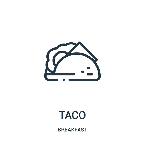 Vetor de ícone de taco da coleção de café da manhã. Linha fina taco esboço ícone vetor ilustração . — Vetor de Stock