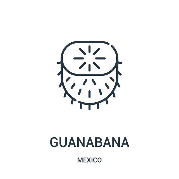 Vetor ícone guanabana da coleção mexico. Linha fina guanabana esboço ícone vetor ilustração . —  Vetores de Stock