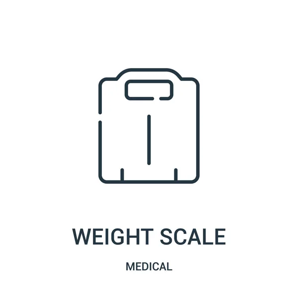 Vettore icona scala di peso dalla collezione medica. Illustrazione vettoriale dell'icona del contorno della scala di peso sottile . — Vettoriale Stock