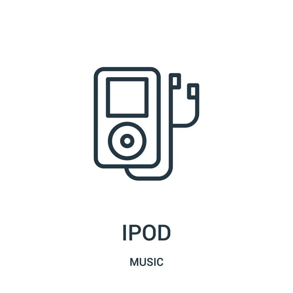 Ipod icône vecteur de la collection de musique. Illustration vectorielle d'icône de contour d'ipod de ligne mince . — Image vectorielle