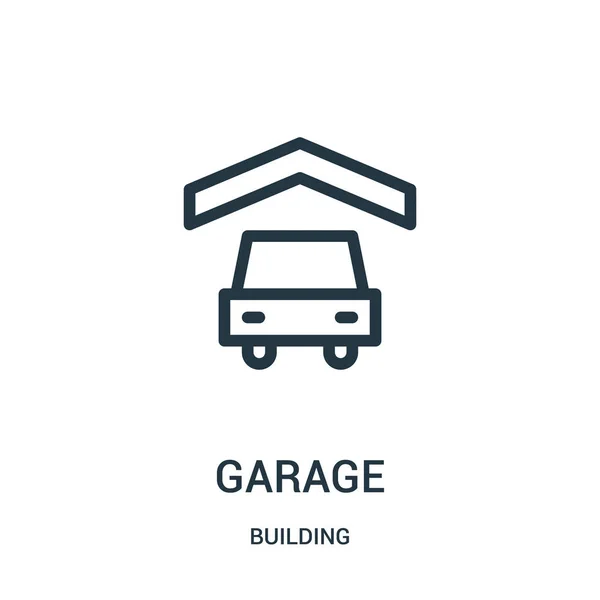 Vetor ícone garagem da coleção edifício. Linha fina garagem esboço ícone vetor ilustração . —  Vetores de Stock