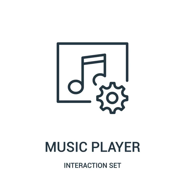 音乐播放器图标向量从交互集集合。细线音乐播放器轮廓图标矢量插图. — 图库矢量图片