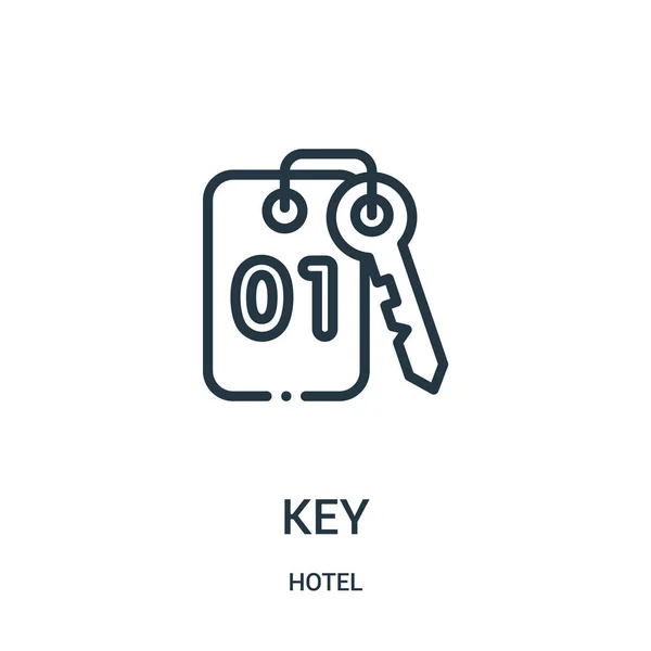 Ikona klucza wektor z kolekcji hotelu. Cienka linia klucza konspektu ikona ilustracja wektorowa. — Wektor stockowy