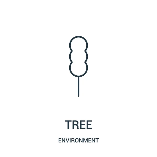 Árbol icono vector de la colección de entorno. Árbol de línea delgada icono icono ilustración . — Vector de stock