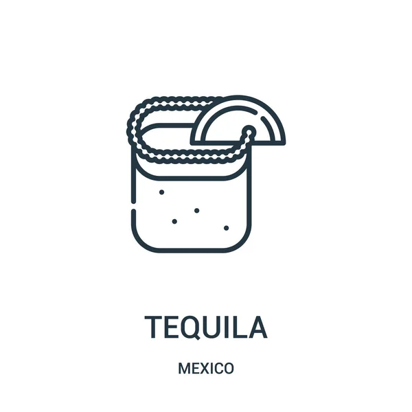 Vector icono de tequila de la colección de México. Línea delgada tequila esquema icono vector ilustración . — Vector de stock