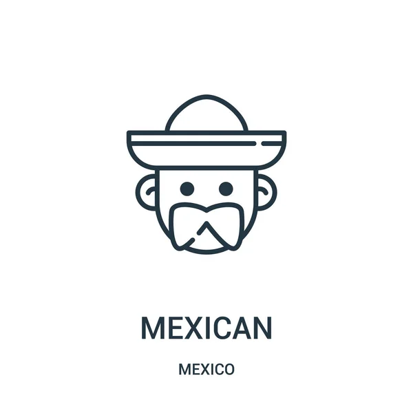 Vector icono mexicano de la colección de México. Ilustración de vectores de iconos de contorno mexicano de línea delgada . — Vector de stock